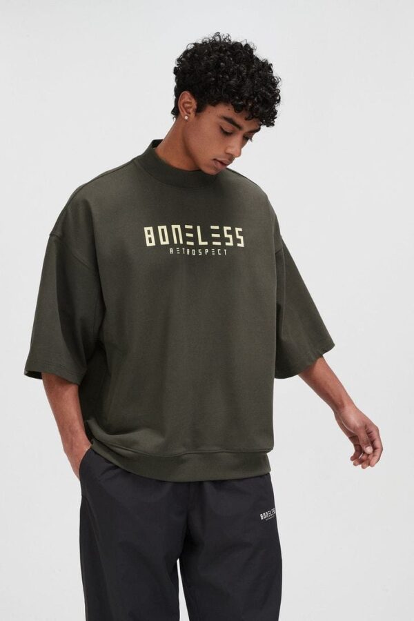MOONTIME: Men's Oversized Olive Green T-Shirts