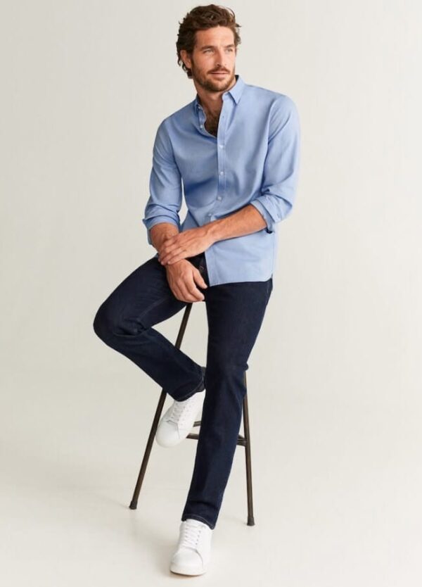 MOONTIME: Men’s cotton Sky Blue Casual Shirt