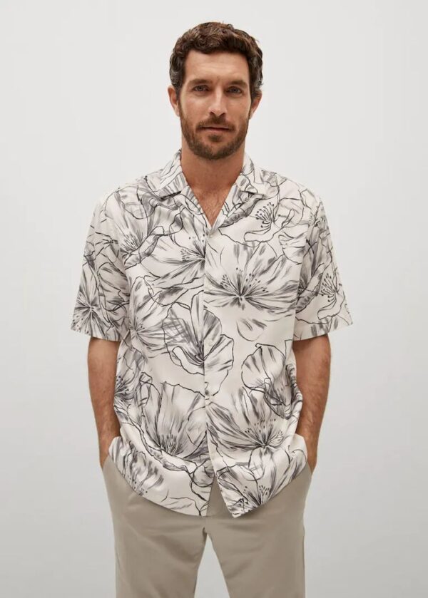 MOONTIME: Men's white printed Half sleeve Shirt