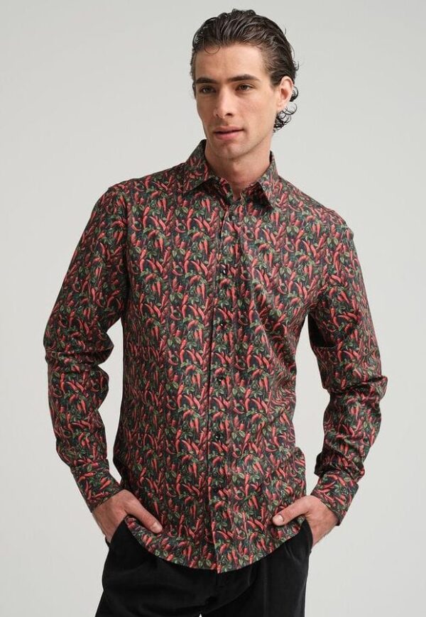 MOONTIME: Men's brown Printed Shirt